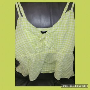 Torrid Lime Green Checked Flowy Tank Top